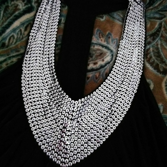 🎆  Black Cotton Sliver Sequin Tank Top - Picture 2 of 6